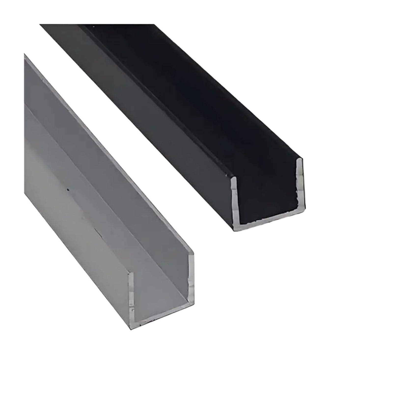Aluminiumrohr Aluminium U-Profil gleichseitige Nut Aluminium Führungsschiene Holzplatte Kartenschlitz Kantenabschluss Dekor Silber Schwarz(Black,500MMX2_27X30X23MM)