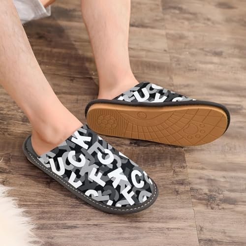 visesunny Women Men's Fuzzy Slippers Plush Warm Winter Fuck Seamless Pattern Cozy House Slippers Comfy Indoor Shoes4