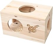 Binglinうさぎハウス 木製 ペットハウス 隠れ家 モルモット チンチラ ハムスター デグー フェレット ハリネズミ リス 小動物用 巣箱 ケージ内 置き型 天然木 かじり安心 30×18×18cm 換気 入り口 動物観察 室内 飼育