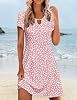 Vestido casual en línea A para mujer con bolsillos, estampado floral, tipo camiseta, manga corta, mini, fluido 6