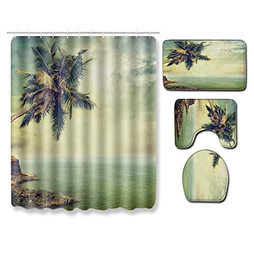 4 Stück/Set Badezimmer Duschvorhang Und Toilettenteppich Anti-Rutsch-Wasser Absorbierende Teppiche rutschfeste…