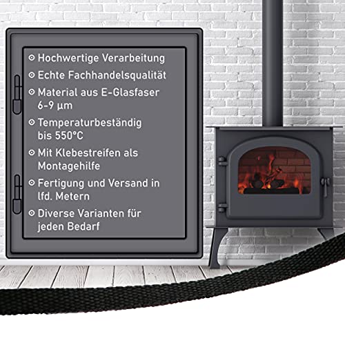 LANZZAS Glasband - afmetingen: 20 x 2 mm - lengte: 0,5 m - vlak- / schoorsteenafdichting zwart - Afbeelding 5