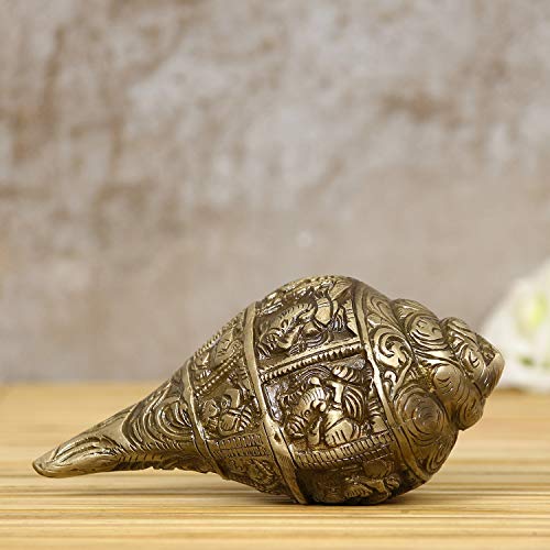 Image of eCraftIndia Brass Auspicious Lord Ganesha Shankh (BGO905)