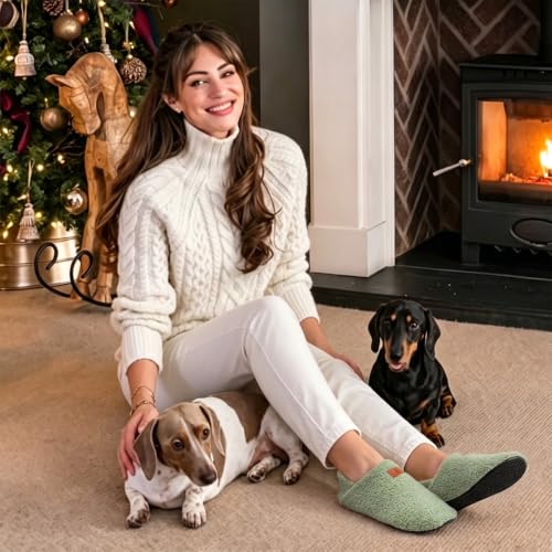 Image of Fires Womens Mens Slippers with Rubber Sole Soft-Lightweight House Slipper Socks Around House Shoes Non Slip Indoor /Outdoor