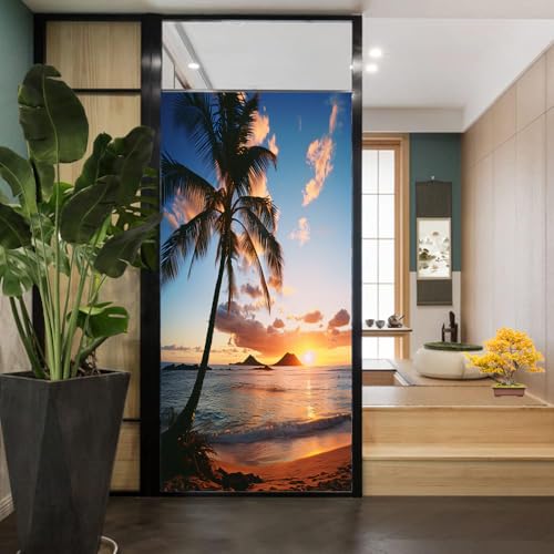 Vinilo para ventana con paisaje colorido y privacidad 35.4x63 in miniatura 4