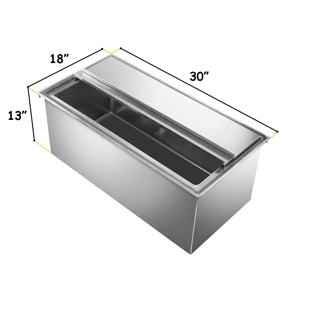 AmGood 18" x 30" Stainless Steel Drop-in Ice Bin
