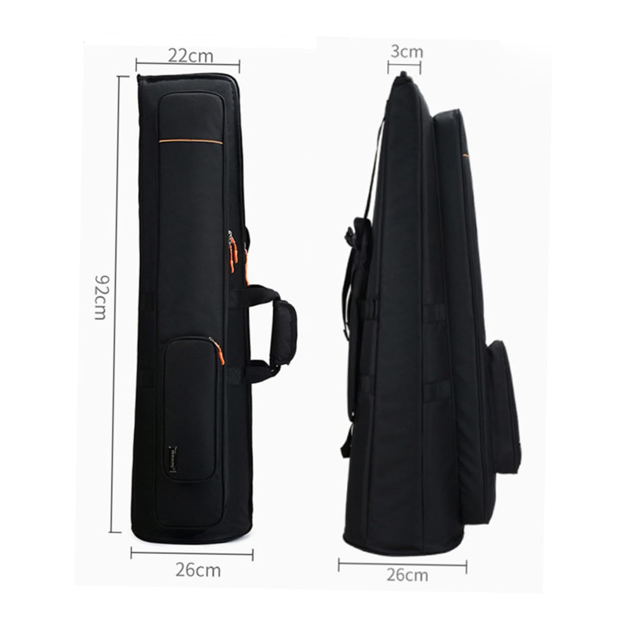 FRCOLOR Bolsa para Trombón de Gran Capacidad en Tela Oxford Negra Diseño Creativo, Protección Acolchada y Fácil de Transportar para Músicos