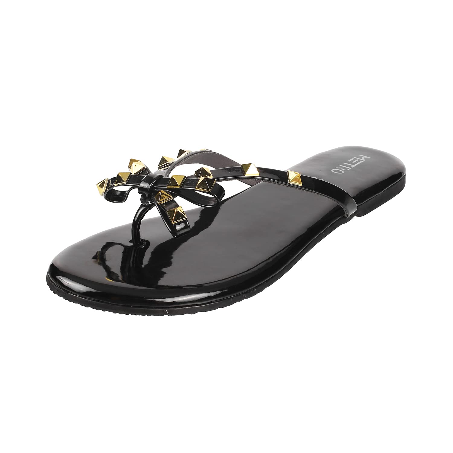 metro Women's Embellished Faux Leather Flat Fashion Slipper-picture-30