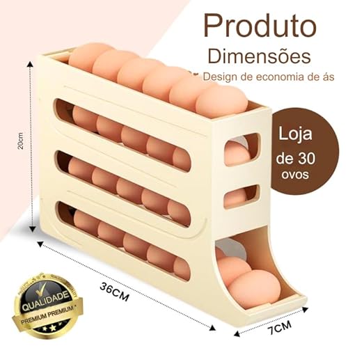 Suporte de ovo de 4 camadas para geladeira suporte dispensador de ovos que economiza espaço, organiz