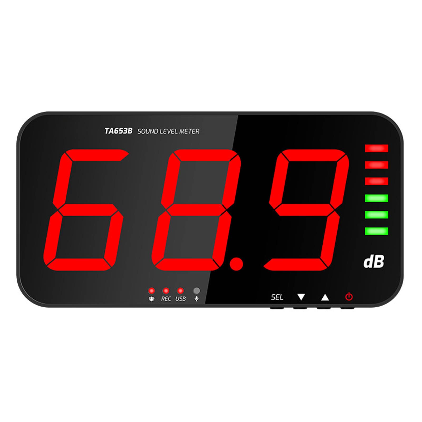 13in Großer LED Digitaler Schallpegelmesser 30dB-130dB Dezibel Messer DC5V 1A Micro USB Digital Dezibel Messgerät mit Alarm, dB Messgerät für Klassen Zimmer Studio Home Factory