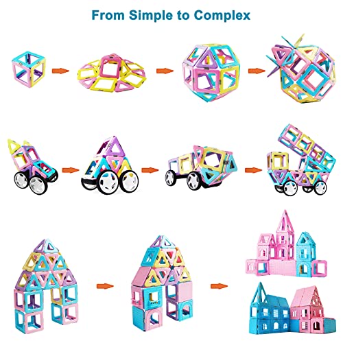 Magblock Magnetic Building Blocks Stem Educational Toys Tiles Set For Boys & Girls Magnet Stacking Block Sets For Kid's Basic Skills Learning & Development Toys-Great Gifts 103Pcs #TOP2