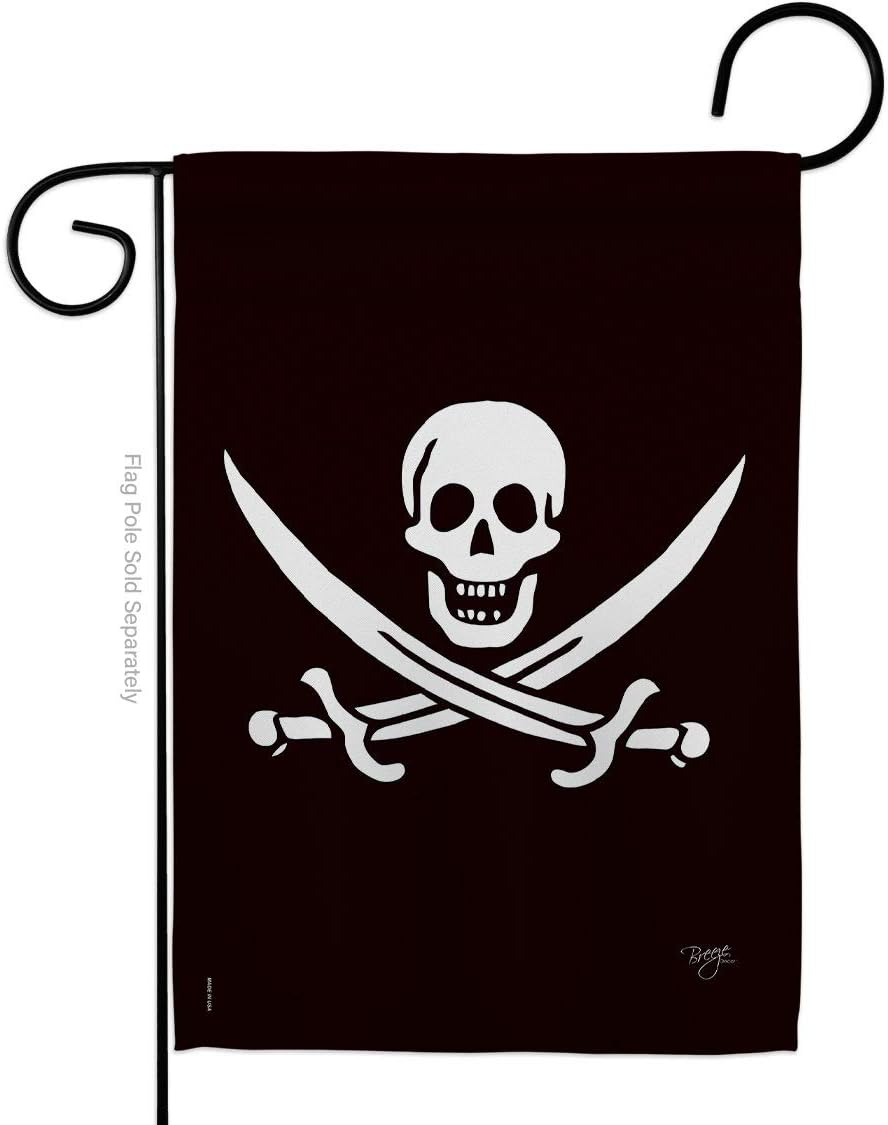 Breeze Decor G157031 Calico Jack Rackham Coastal Pirate Impressions Decorative Vertical Garden Flag 13" x 18.5" Printed In USA Multi-Color