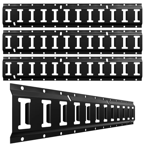 UMIRO E Track Tie Down Rail Kit 2ft Black Coated Steel 4 Pack for Garages Vans Trailers Motorcycles ATVs Secures up to 4 500 lbs (Black 2ft)