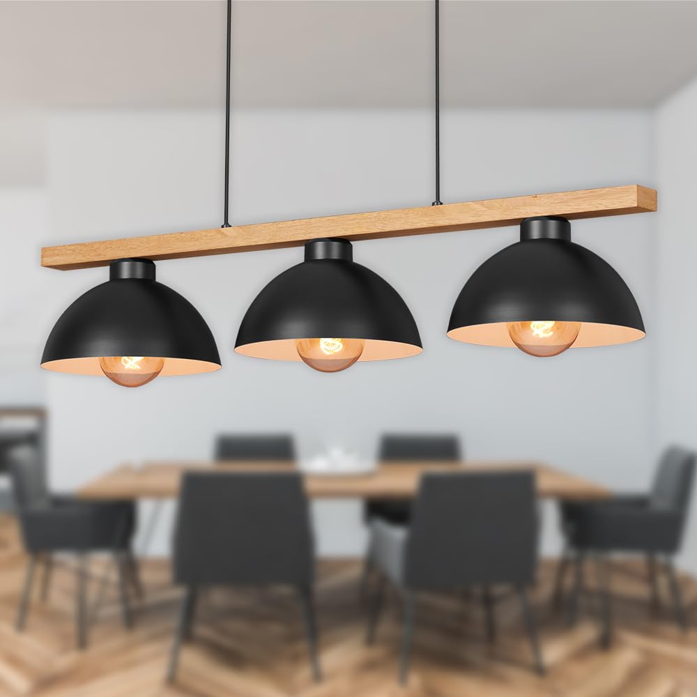 BRILONER Leuchten 4046-035 - Lampada a sospensione vintage, 3 x E27, max. 40 Watt, in metallo e legno, 980 x 250 x 1035 mm (L x P x A)