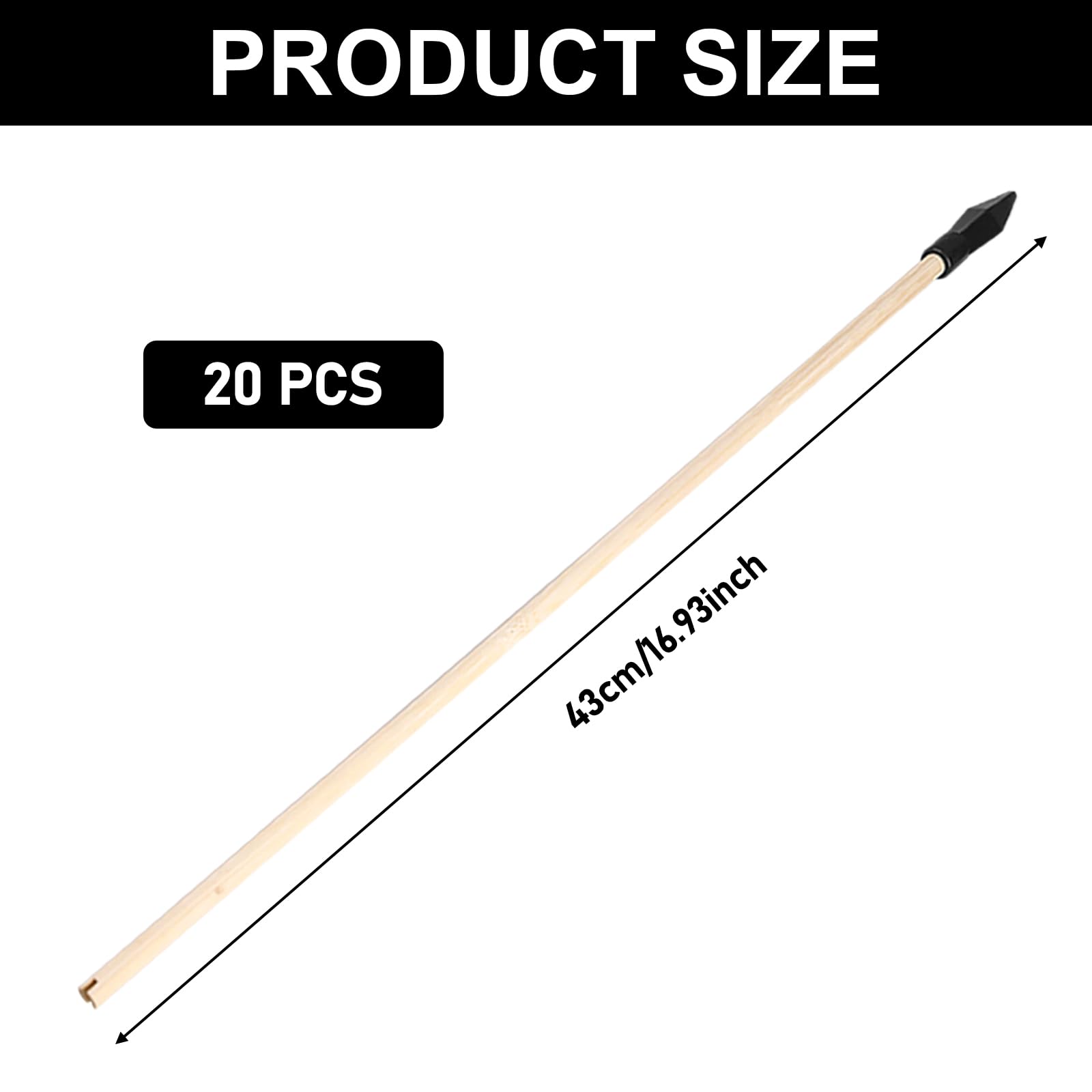 Lot de 20 flèches en bois de 45 cm de rechange en bambou avec pointe en caoutchouc pour tir à l'arc - Flèches en bois de haute sécurité pour débutants - Flèches de tir à l'arc - Pour les débutants