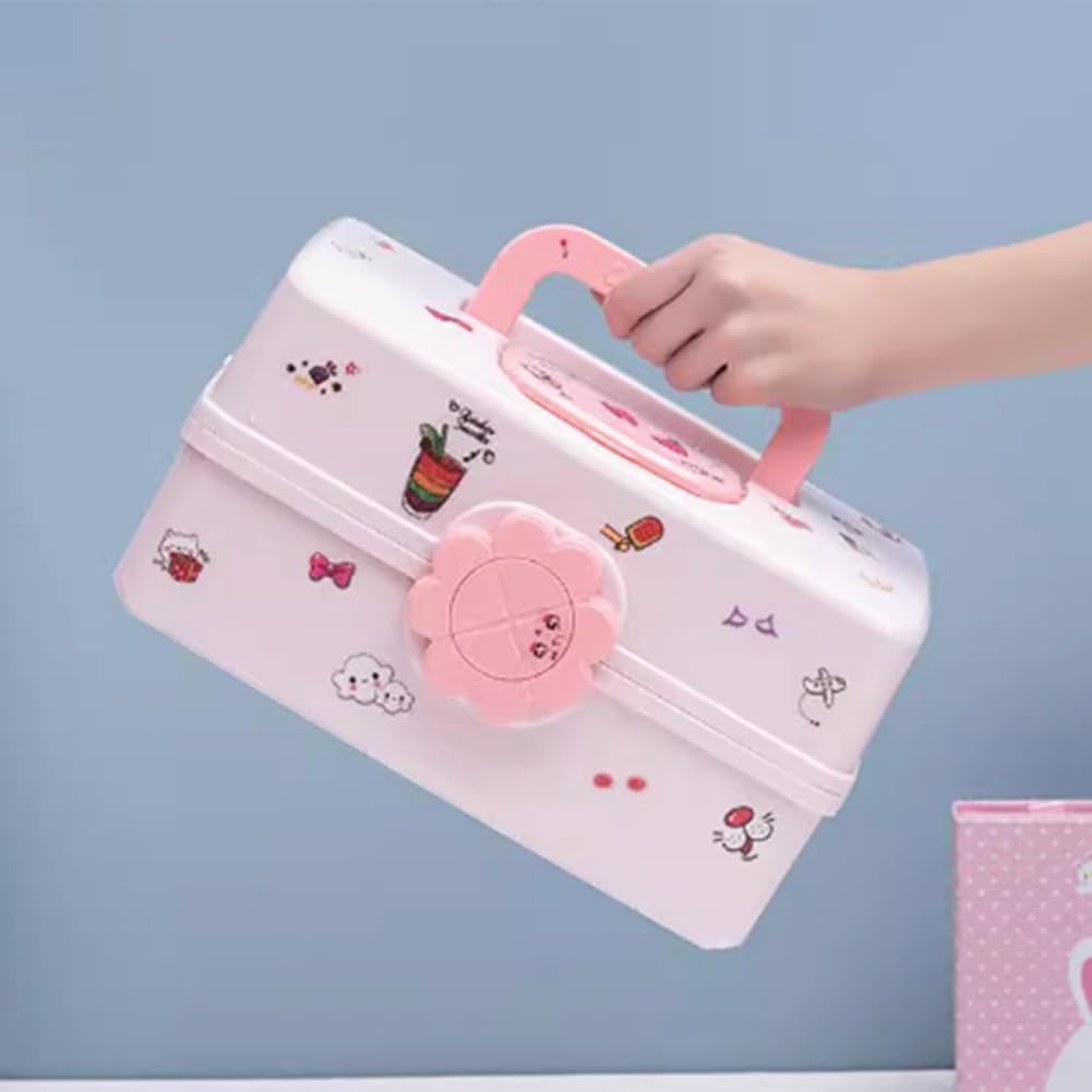 1 caja de almacenamiento de accesorios para el cabello de los niños rosa con banda de goma (extra)