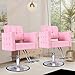 AWEPOPI Pink Salon Chair for Hair Stylist – Hydraulic Beauty Barber Chair with Crystal Button Tufting, Wide Seat, Adjustable Height & 360° Swivel for Barbershops, Spas & Home Use