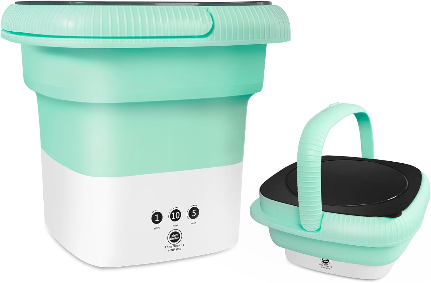 Portable Washing Machine, 6.5L Mini Washer with 3 Modes Timing Cleaning, Portable Washer with Soft Spin and Draining for Socks, Baby Clothes, Towels and Small Items (Green)