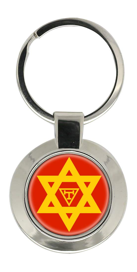 Giftshop Uk Unisex Silver Coloured Metal Triple Tau Star Of David Masonic Key Ring
