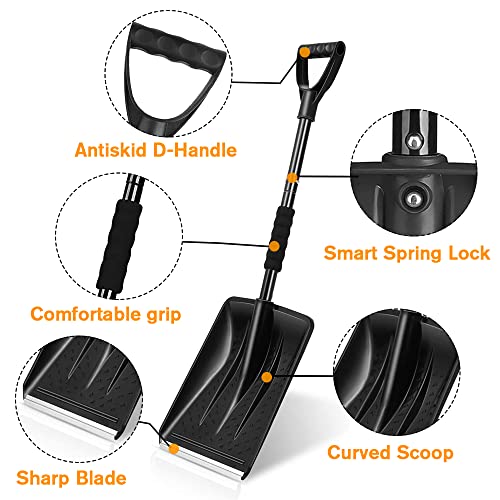 Folding Snow Shovel, Detachable Portable Compact Emergency Snow Shovel for Car, 3-Piece Collapsible Design Perfect for Garden, Car Driveway, Truck, SUV, Camping and Outdoor Activities - Thumbnail 3