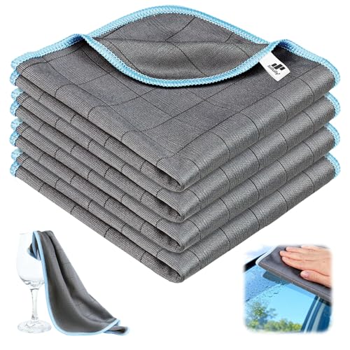 Loiluliy Chiffon Microfibre Carbone Réutilisable Chiffon Vitre sans Trace Absorbant sans Trace Chiffon Fibre De Carbone 400GSM Cuisine, Voiture, Verre, Nettoyage Vitre...