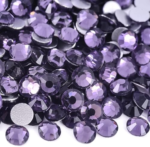 Image of 2880pcs Glass Flatback Rhinestones for Nail Art Crafts, Multi-Size Round Crystal Gems for DIY Decoration 2-4.8mm SS6-20 Tanzanite