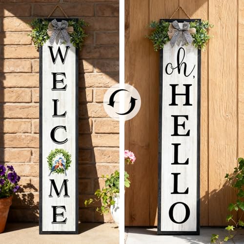 Double-Sided Welcome Porch Sign: 45 x 9 Inch Reversible “Oh,
