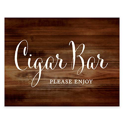 Andaz Press Wedding Party Signs, Rustic Wood Print, 8.5x11-inch, Cigar Bar Please Enjoy Reception Table Sign, 1-Pack, Unframed