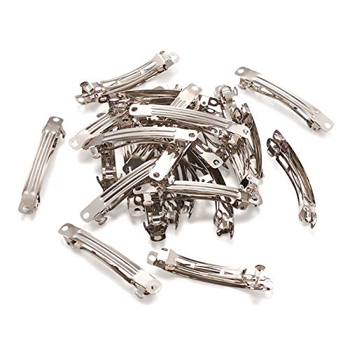 Craftdady Lot de 20 barrettes à cheveux vierges en fer - 59 mm de long - Platine - Pour la fabrication d'accessoires capillaires et la fabrication de bijoux