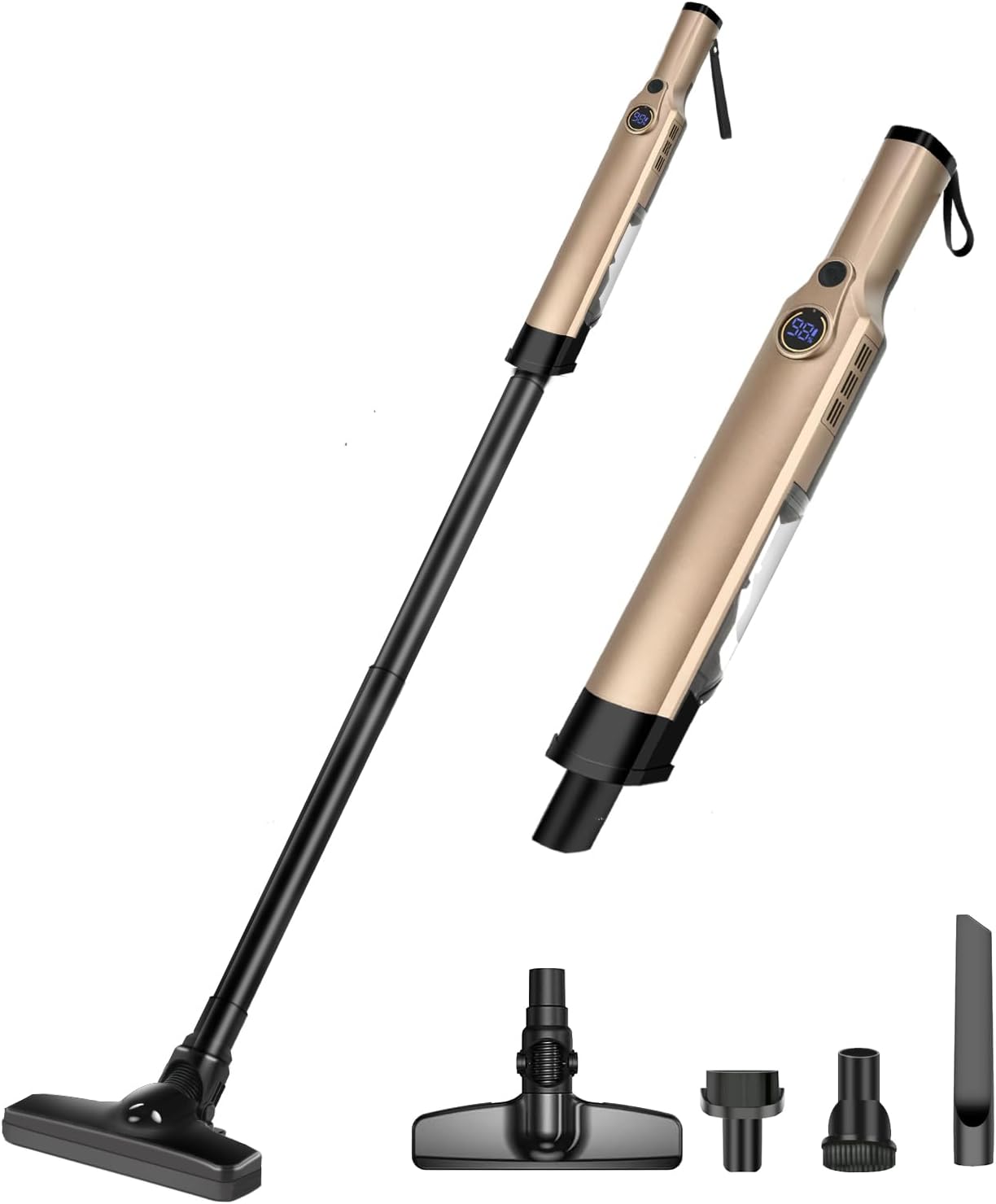 Handheld Vacuum Cleaner Weighing Only 2 Pounds with Powerful Suction, Charging Plug, One-Touch Emptying and Removable Dust Collection Cup (Pale Gold) Champagne Gold