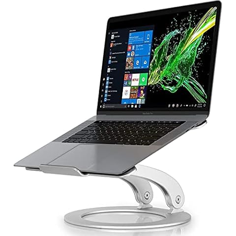 Laptop Stand for Desk, JZBRAIN Adjustable Laptop Stand Ergonomic Computer Stand Holder Compatible with 10-15" MacBook Air, Pro, Lenovo, Dell, Tablet- Silver Cover