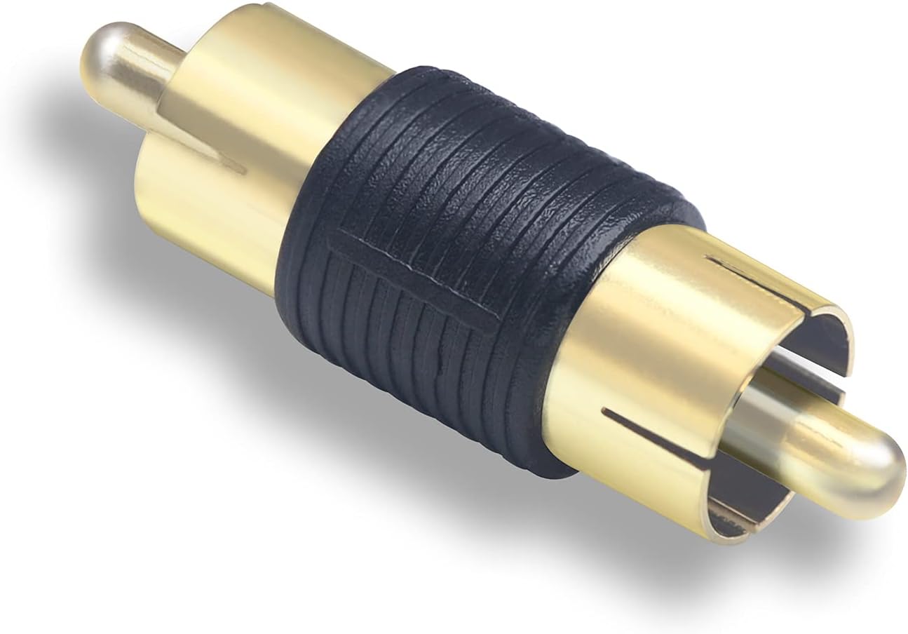 VCE RCA Male to Male Coupler 5-Pack, Gold Plated Dual Male Connector RCA M-M Adapter