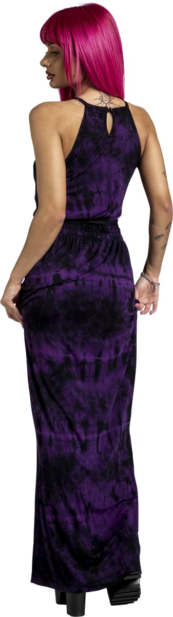 RED by EMP Damen schwarz/lilanes langes Kleid im Batik Muster