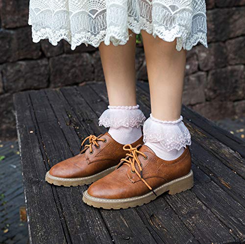SEMOHOLLI Women Lace Ankle Socks Ruffle Frilly Cotton Socks Trim Double Layer Lace Girl socks2
