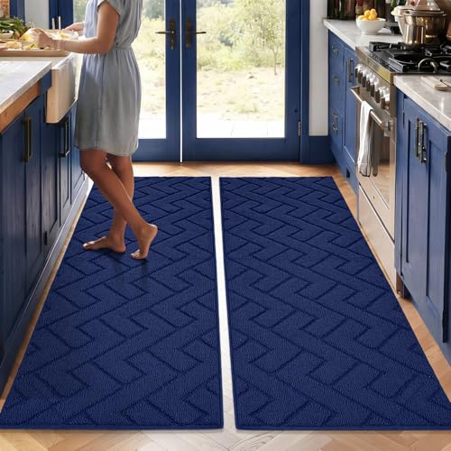 Image of hicorfe Kitchen Runner Rug,20 inchx48 inch+20 inchx48 inch Kitchen Set,Non-Slip Kitchen Mat