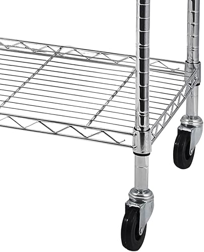 Miniatura 7 de WEI WEI GLOBAL Estantería resistente de 5 niveles, estantería de alambre con ruedas, organizador de metal, estante para panaderos, organización de