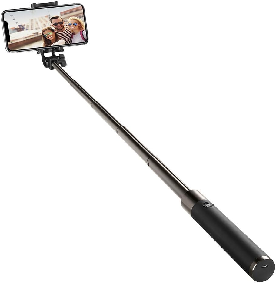 Spigen Velo S530W Wireless Bluetooth Selfie Stick Bluetooth for iPhone X / 8/8 Plus / 7/7 Plus/Galaxy S9 / S9 Plus/Note 8 / S8 / S8 Plus/Pixel 2 / Pixel/XL/LG G6 / G5 and Mor - Black