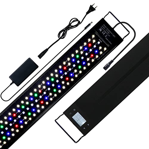 Luces para Acuarios, 48W Espectro Completo Luz LED Acuario, RGB Regulable, Impermeable para Acuarios 90-120cm, 2879lm con Soporte Extensible Cover