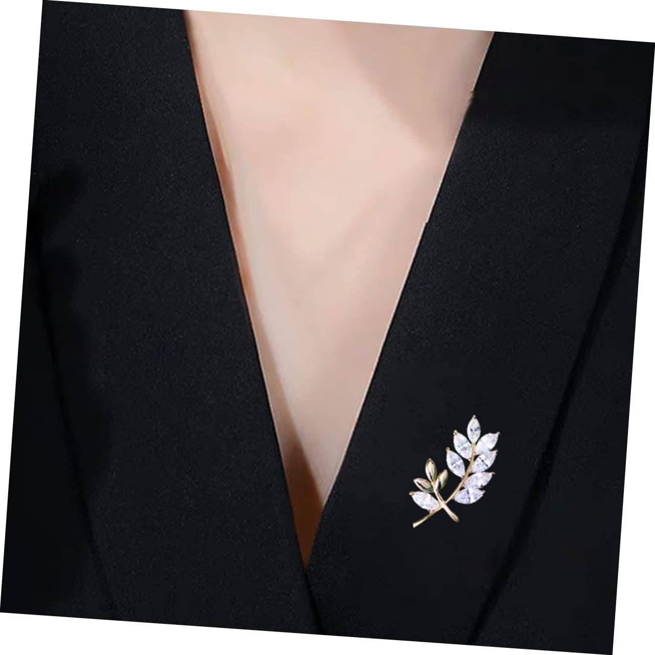 VALICLUD Spilla a Doppio Ramo Foglia Spilla a Foglia Per Camicia Spille Per Spille Per La Moda Femminile Spilla Del Maglione Spilla Nuziale Spilla Foglia Di Strass Perno Fogliare Rame