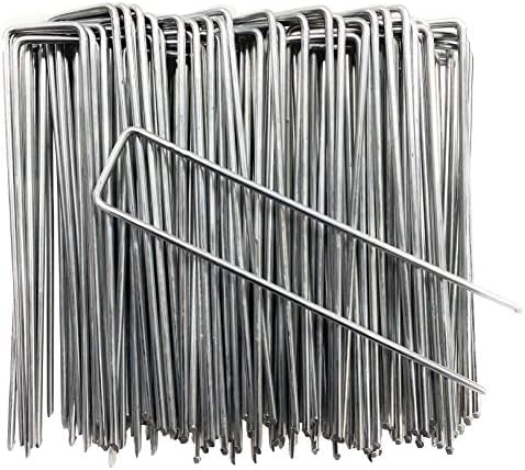 VIROSA Pack of 100 Garden Pegs, Landscape Staples, U Shaped Nail Pins | Galvanised Steel | Ideal for Weed Control Membrane, Netting Fence, Landscape Fabric, Artificial Grass (100 Pack - 6")