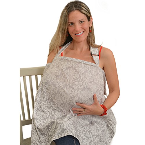 IntiMom Breastfeeding Nursing Cover, Wide for Full Coverage Up, Breathable 100% Cotton. Apron with Wide Strap and a Complimentary Pouch