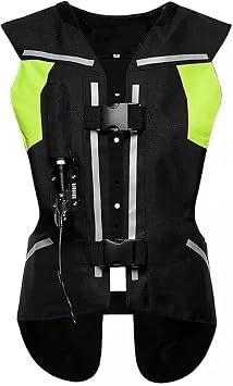 Motorcycle Vest with Airbag Trigger, Protect Spine, Waist, Chest, Abdomen and Back, Reflective Strips for Ride at Night, The Best Gift for The Knight Color Black, Size M