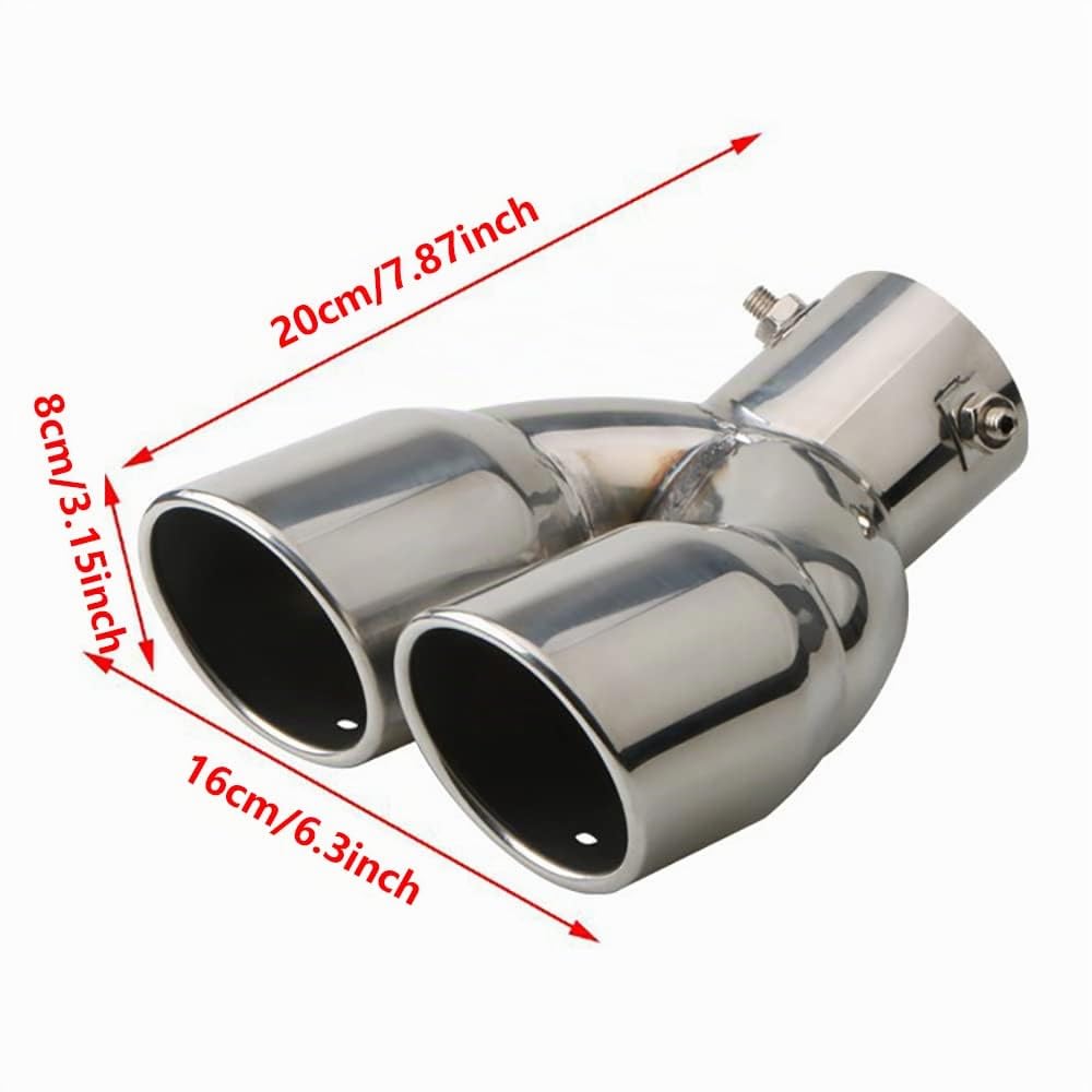 Baceyong DB killer, Tuyau d'échappement à double embout d'échappement de voiture en acier inoxydable pour tuyau d'échappement d'un diamètre de 35 à 55 mm, tuyau d'échappement incurvé, argenté