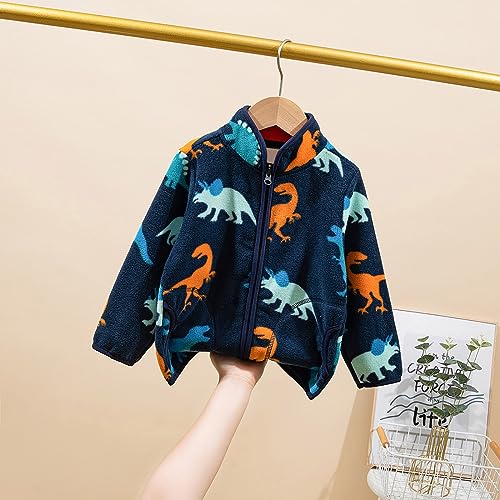 Toddler Boys Girls Fleece Jacket 𝗖artoon Print Long Sleeve Zipper Lightweight Coat Winter Warm Top with Pocket2