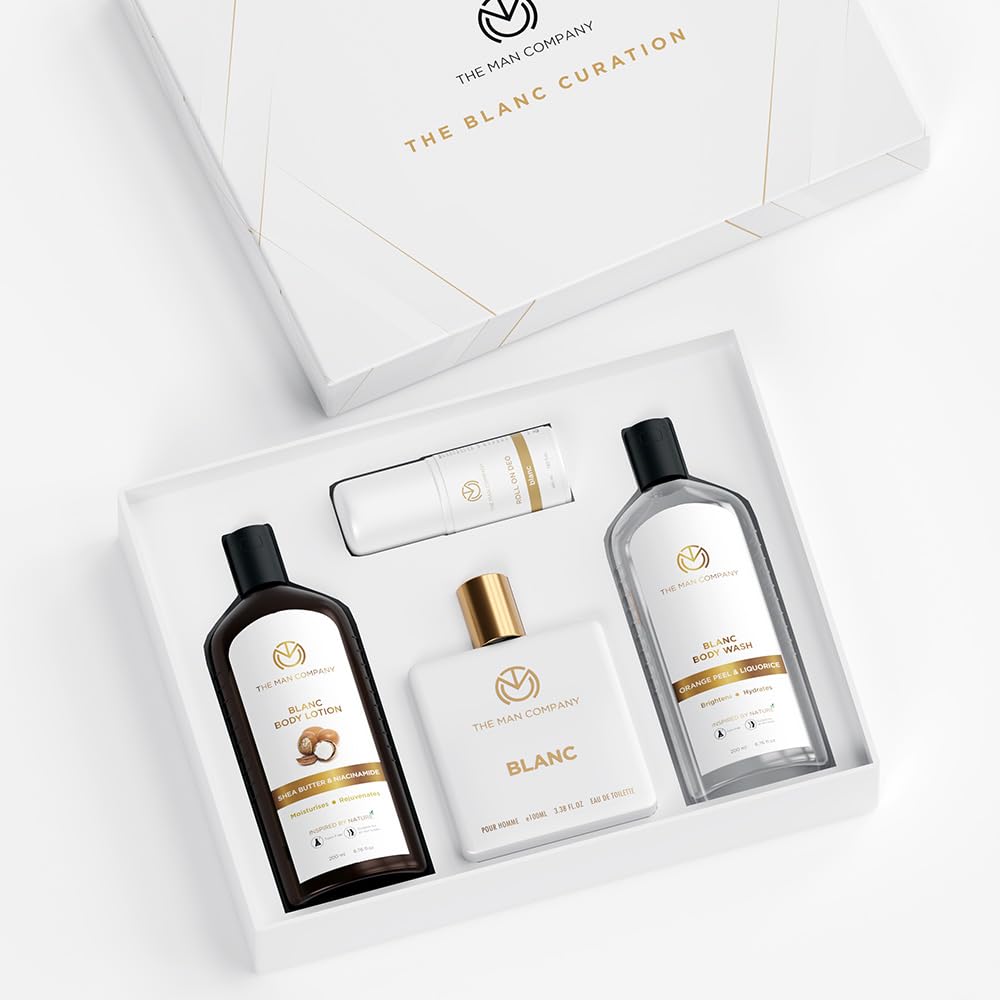 The Man Company Blanc Gift Box for Men with Blanc Perfume, Roll on Deo, Body Lotion & Body Wash | Long-Lasting Fragrance For Men | Moisturizes, Rejuvenates | Luxury Gift set for Him-image-21