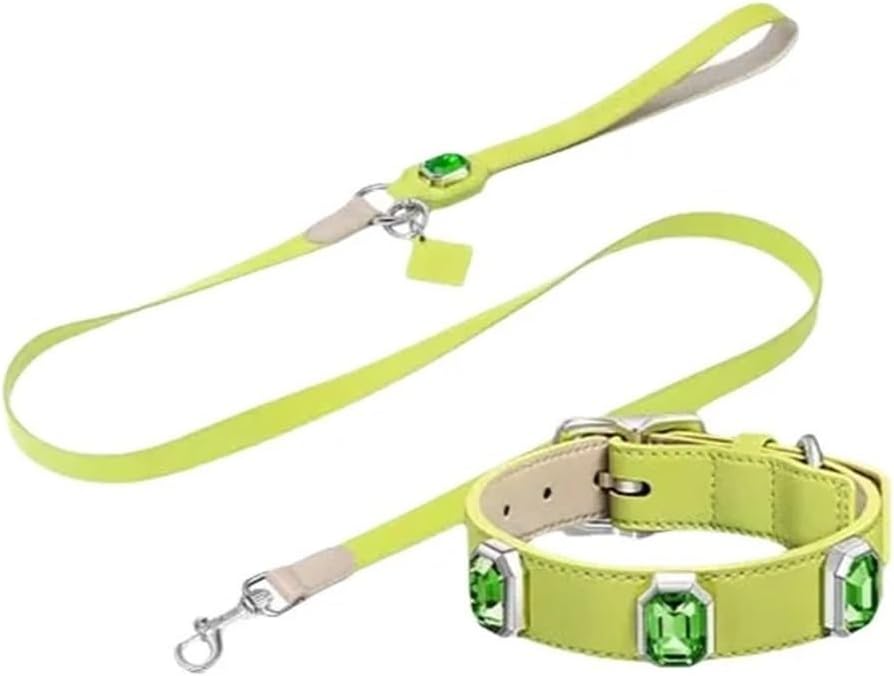 7 Color Small Dog Collar Leash Set Large Sparkling Design Bling Rhinestones Cat Necklace Pet Product(Pink,XS 2.6x19-26cm)