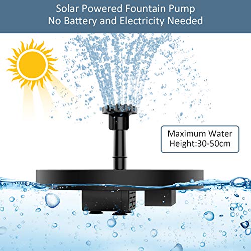 Aisitin Solar Bird Bath Fountain , Solar Fountain Pump With 6 Nozzles, Solar Powered Fountain Pump For Bird Bath, Ponds, Garden,Swimming Pool, Fish Tank,Outdoor And Aquarium #TOP1