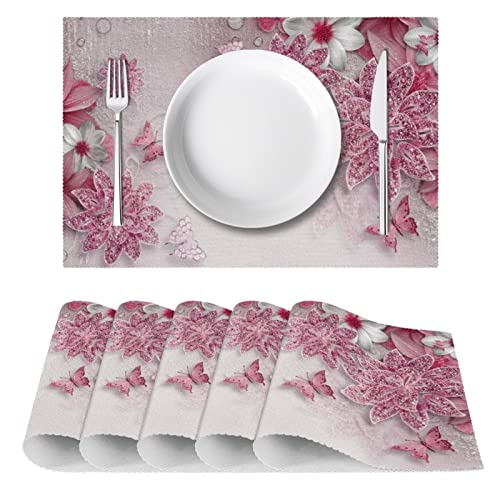 Set de table chic en strass fleur et papillon, protection haute qualité - 3