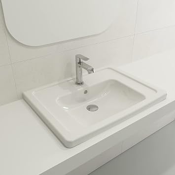 BOCCHI Taormina Wall-Mounted Sink Basin Fireclay 26.25 in. 1-Hole with Overflow in White