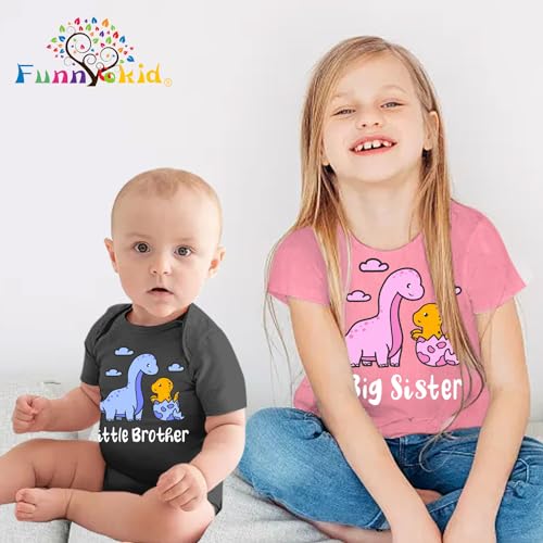 Funnycokid Big Sister Little Brother Matching Outfits Toddler Girl Shirt Newborn Boys Clothes3